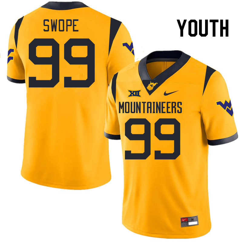 Youth #99 Ronan Swope West Virginia Mountaineers College 2024 New Uniforms Football Jerseys Stitched